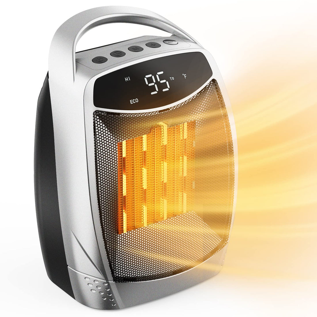 Portable Electric Space Heater with Thermostat, 1500W/750W Safe & Quiet Ceramic Heater Fan, Heat Up 200 sq. Ft for Office Room Desk Indoor Use