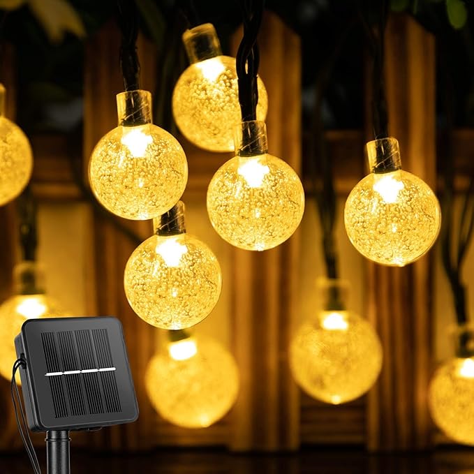 Solar String Lights Outdoor 60 Led 35.6 FT Crystal Globe Lights with 8 Lighting Modes, Waterproof Solar Powered Patio Lights for Garden Yard Porch Wedding Party Decor (Warm White),free and fast delivery.