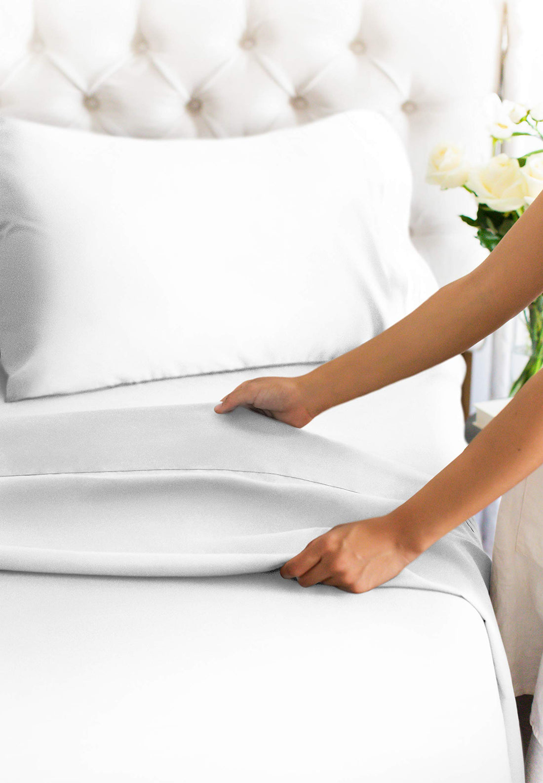 Cymak Queen/King 4 Piece Bedding Sheet Set - Breathable & Cooling Bed Sheets - Hotel Luxury Bed Sheets for Women & Men- Deep Pockets - Easy-fit - Soft & Wrinkle Free - Home Decor -White Oeko-Tex Bed Set