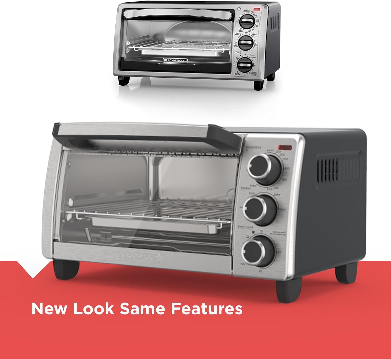 4-Slice Natural Convection  Toaster Oven, Stainless Steel, Bake, Broil, Toast, Keep Warm Cooking Functions