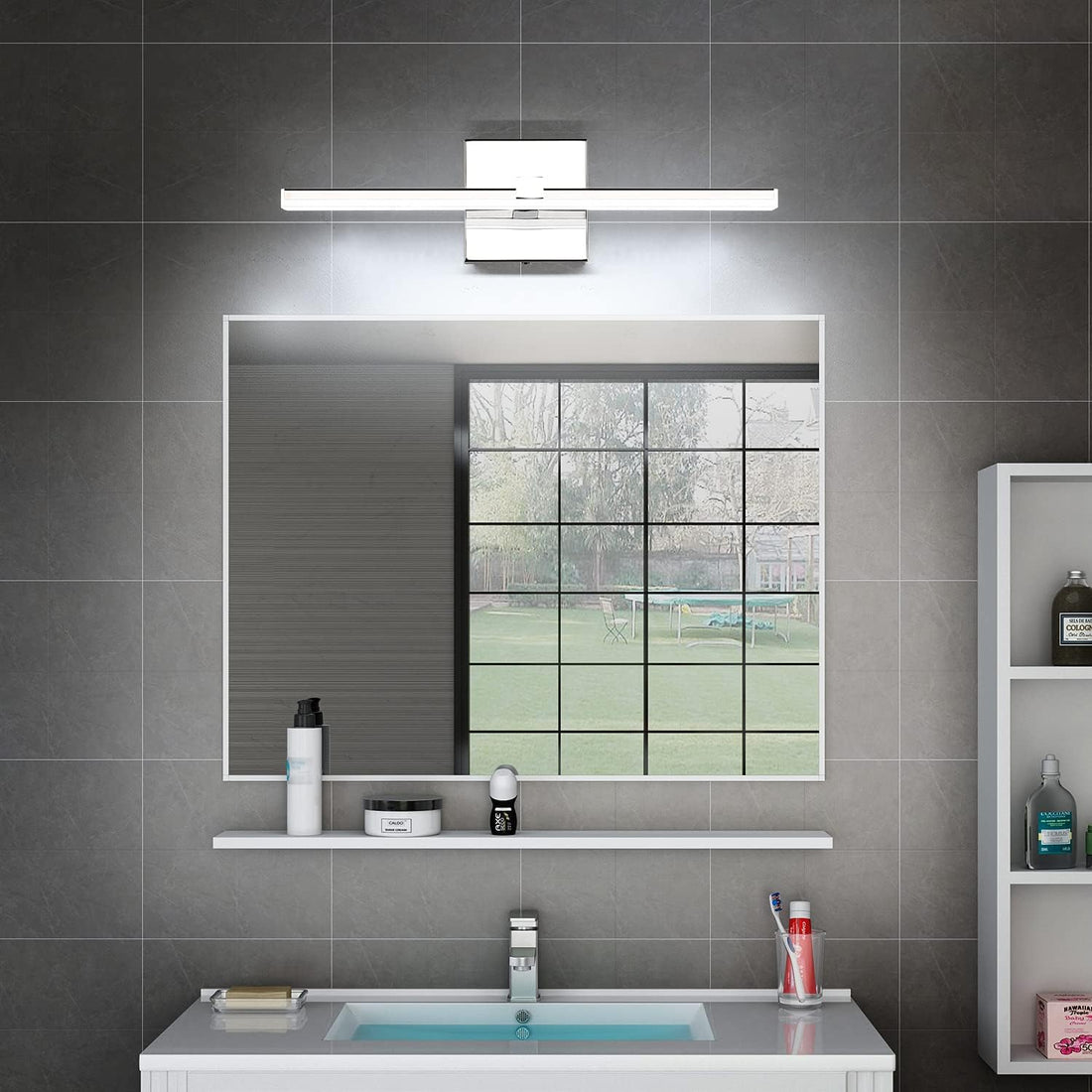 Bathroom Light Fixture 18in Modern Chrome LED 14W Dimmable Vanity Lighting Fixtures Cool White Light 6000K,ETL Certified Driver, free,fast delivery to Canada