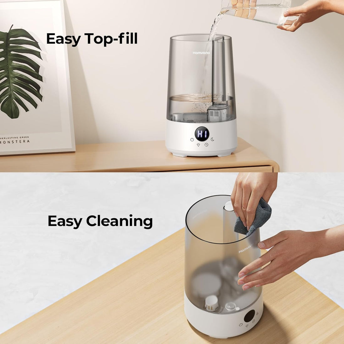 Humidifiers for Bedroom Home, 3.6L Cool Mist Top-Fill 34H Super Long Time, Quiet 23dB, Baby Humidifier, Oil Diffuser for Large Room, Plants, Nursery, Office BPA FREE, 7 Color Light Ultrasonic