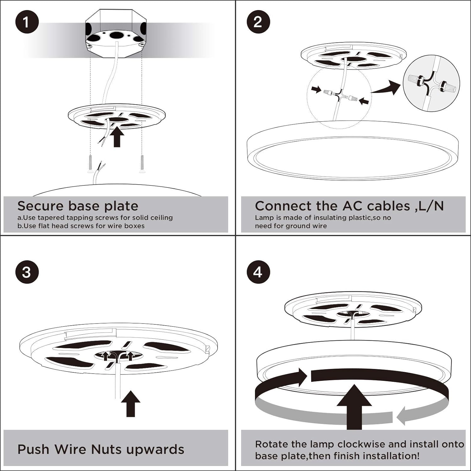 ocioc 12 inch Flush Mount Ceiling Light Fixture Dimmable White, 20W, Color Temperature Selectable, Round Low Profile LED Ceiling Lights for Bedroom, Closet, Hallway, 3000K/4000K/6500K ETL Listed