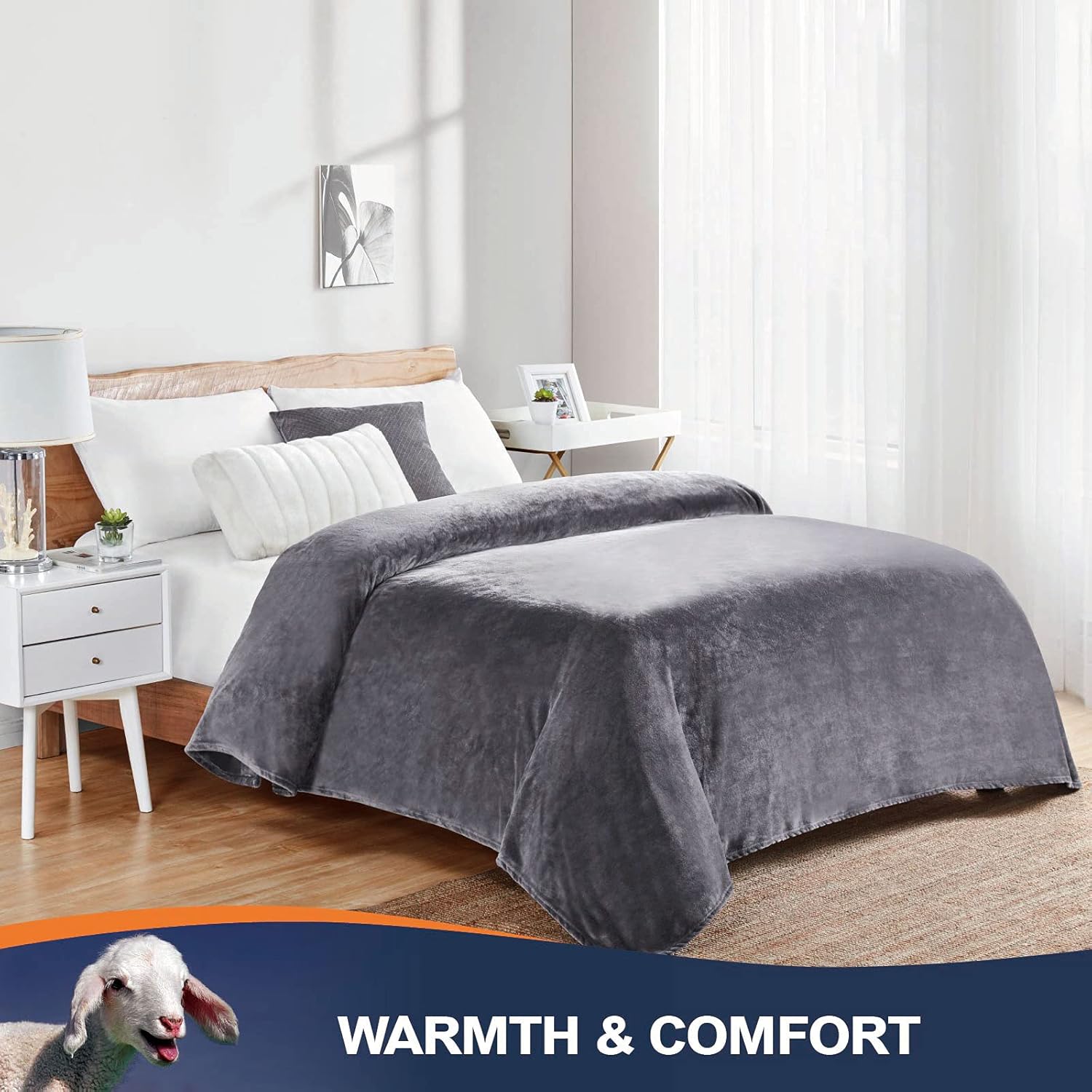 Fleece Blanket Plush Throw Fuzzy Lightweight (Twin Size 60x80 Dark Grey) Super Soft Microfiber Flannel Blankets for Couch, Bed, Sofa Ultra Luxurious Warm and Cozy for All Seasons,fast and free shipping.