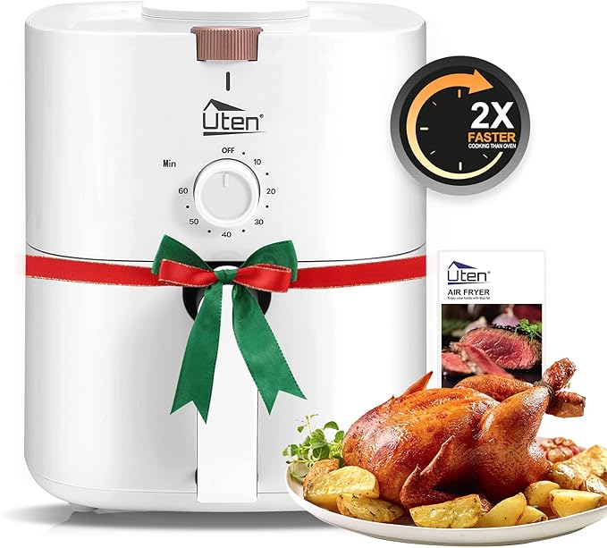 4.2 Quart Compact Air Fryer,4L 1500W Air Fryer Oven Pizza Cooker with Rapid Air Circulation,30 Minute Timer and Adjustable Temperature Control with Recipe,White, free and fast shipping.