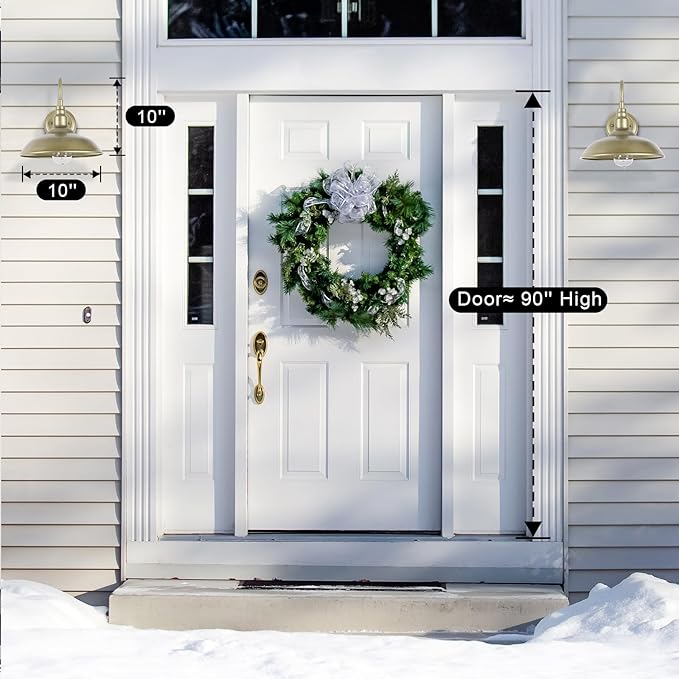 10" Outdoor Barn Light Fixture Wall Mounted Outside Gooseneck Wall Lighting with Brass Finish, Exterior Farmhouse Wall Sconce Waterproof Porch Wall Lighting for Patio, Garage,ETL Listed,free and fast delivery.