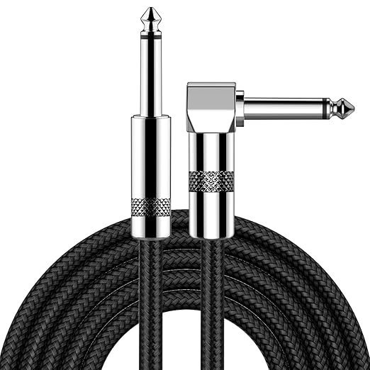 Guitar Cable 10ft New bee Electric Instrument Cable Bass AMP Cord for Electric Guitar, Bass Guitar, Electric Mandolin, Pro Audio (Right Angle to Straight, Black), FREE AND FAST DELIVERY.