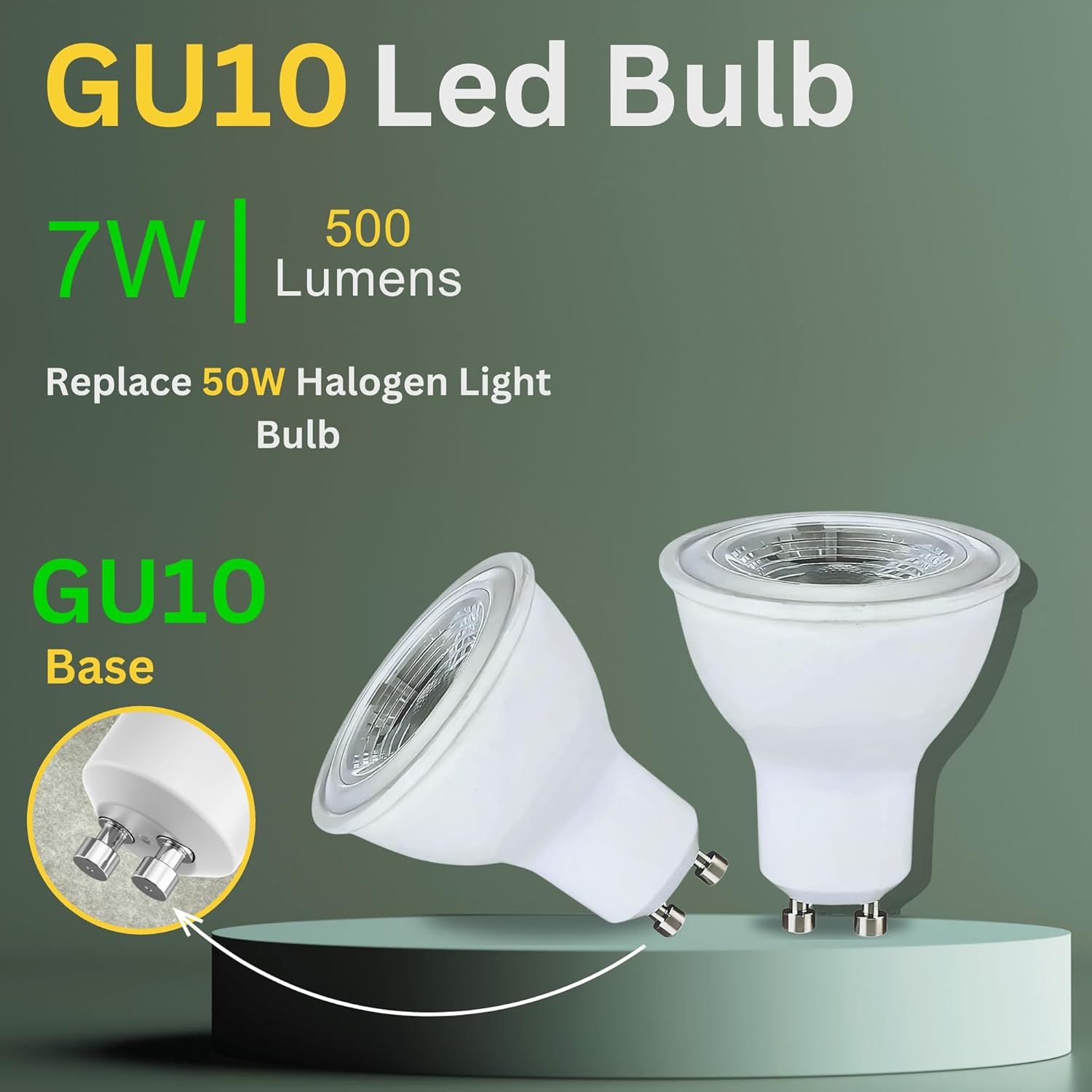 STRAK Gu10 Led Lamp, 7w=50w Equivalent, 5000k Bright White, 490lm, Cri80, Dimmable, Cetl (6-Pack)