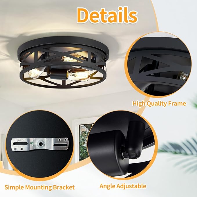 13 inch Farmhouse Ceiling Light Fixture,3-Light Hallway Light Fixtures Ceiling,Black Flush Mount Ceiling Light,Light Fixture Ceiling Mount for Kitchen Hallway Entryway,E26 Base（1 Pack）UL Listed.Fast and free shipping.