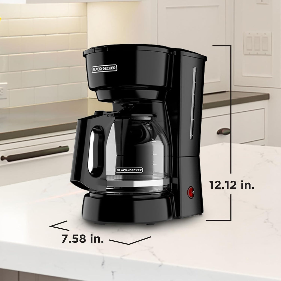 Black and Decker 12-Cup Coffee Maker with Easy On/Off Switch, Easy Pour, Non-Drip Carafe with Removable Filter Basket, Black