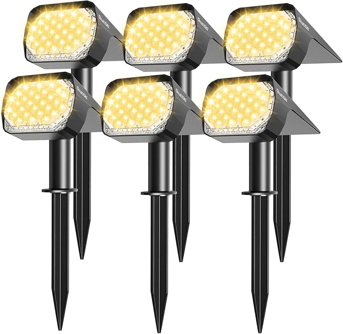 Solar Spot Lights Outdoor 6 Pack, Upgrade Led Outdoor Light Solar & Type C Powered, UL Safety Certified Solar Spot Lights,,fast and free shipping.