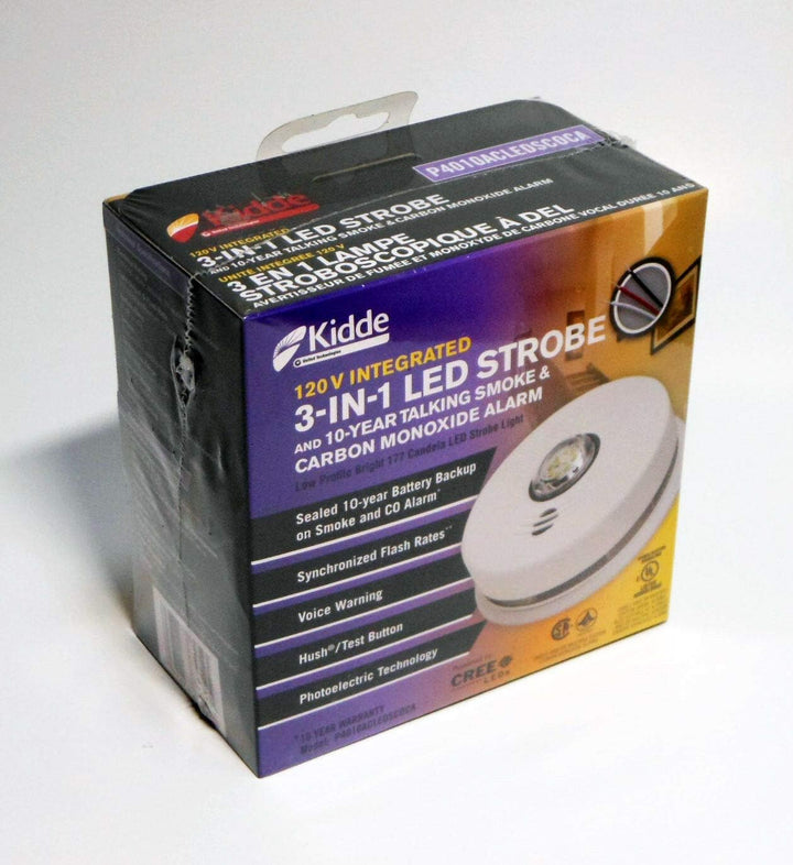 Cymak P4010ACLEDSCOCA 120 VAC Integrated 3-in-1 LED Strobe and 10-Year Talking Smoke & CO Alarm
