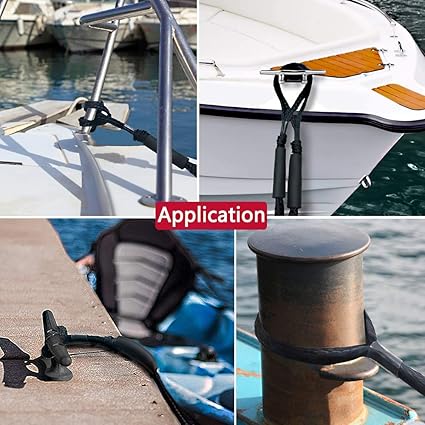 Bungee Dock Line, Mooring Ropes 2 Pack of 4-5.5 ft - Perfect for Boat, PWC, Jet ski, Pontoon, Kayak, Canoe, Power Boat, fast and free shipping