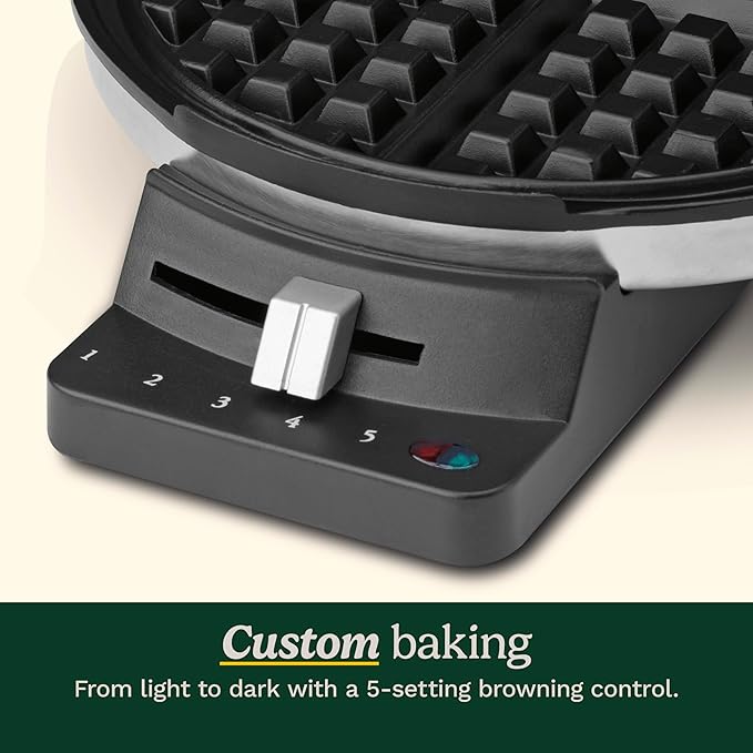 Round Classic Waffle Maker, Brushed Stainless,Silver,fast and free delivery.