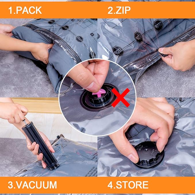 Vacuum Storage Bags (3 x Jumbo, 3 x Large, 3 x Medium, 3 x Small), Space Saver Sealer Compression Bags with Travel Hand Pump,FAST AND FREE DELIVERY