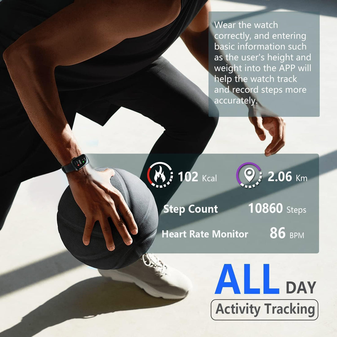 Slim Fitness Tracker with Blood Oxygen, Blood Pressure, 24/7 Heart Rate and Sleep Tracking, IP68 Waterproof Activity Trackers and Smart Watches with Step Tracker, Pedometer for Women