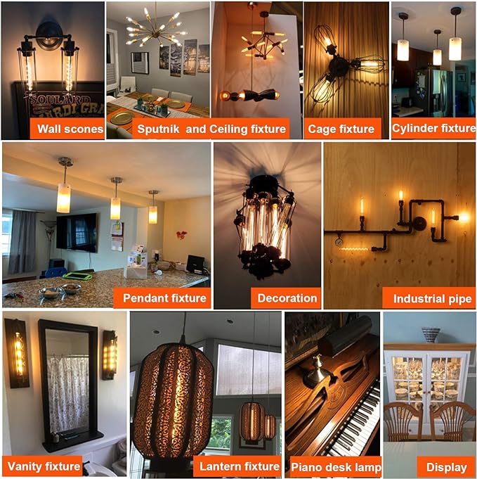 LED 60W Equivalent Clear Filament, 2700K, T30 Edison Base E26, 600LM, CRI90, Dimmable LED Light Bulb (4-Pack)