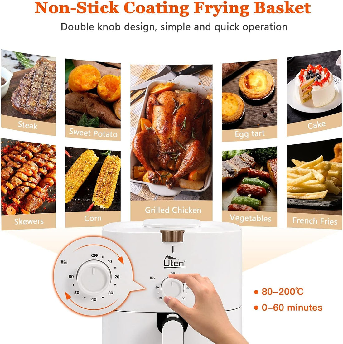 4.2 Quart Compact Air Fryer,4L 1500W Air Fryer Oven Pizza Cooker with Rapid Air Circulation,30 Minute Timer and Adjustable Temperature Control with Recipe,White, free and fast shipping.
