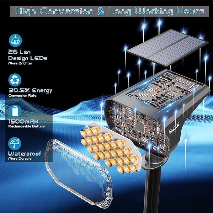 Solar Spot Lights Outdoor 6 Pack, Upgrade Led Outdoor Light Solar & Type C Powered, UL Safety Certified Solar Spot Lights,,fast and free shipping.