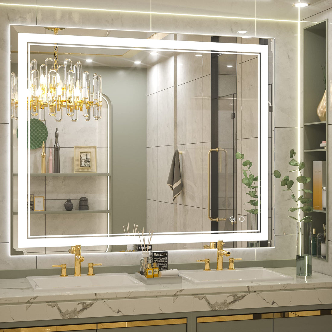 Cymak LED Mirror Bathroom Mirror with Lights, Lighted Vanity Mirror, Wall Mounted Anti-Fog Dimmable Lighting Makeup Mirrors, IP54 Waterproof Shatterproof (Vertical or Horizontal)