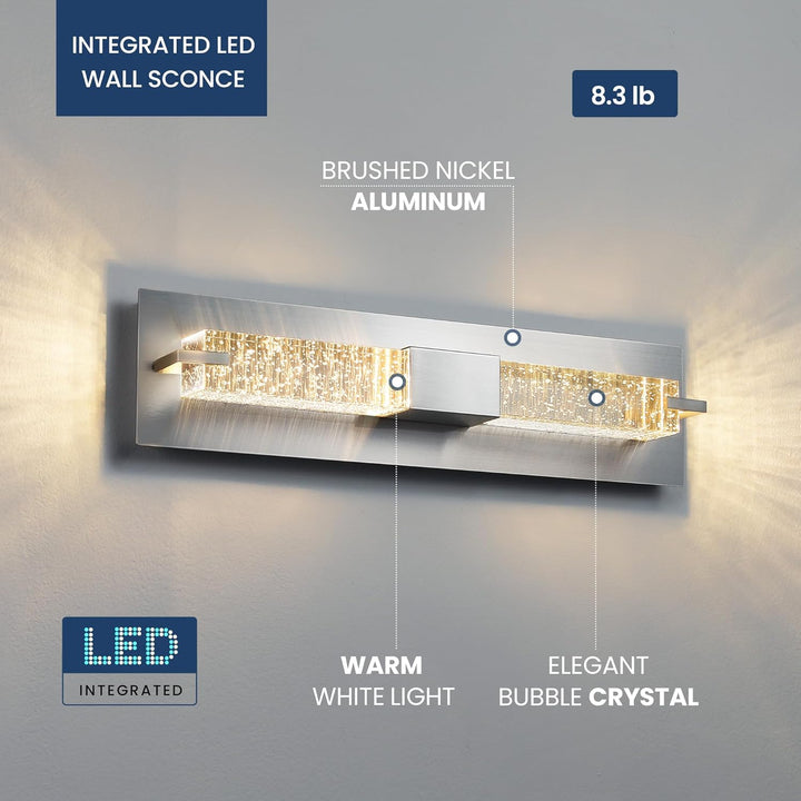 LED Wall Sconce Light: 19 Inch Modern Sconces Wall Lighting 3000K Dimmable Crystal Wall Lamps Indoor Bathroom Sconce Wall Mount Light Fixtures for Living Room/Bedroom/Hallway,Fast and free shipping.