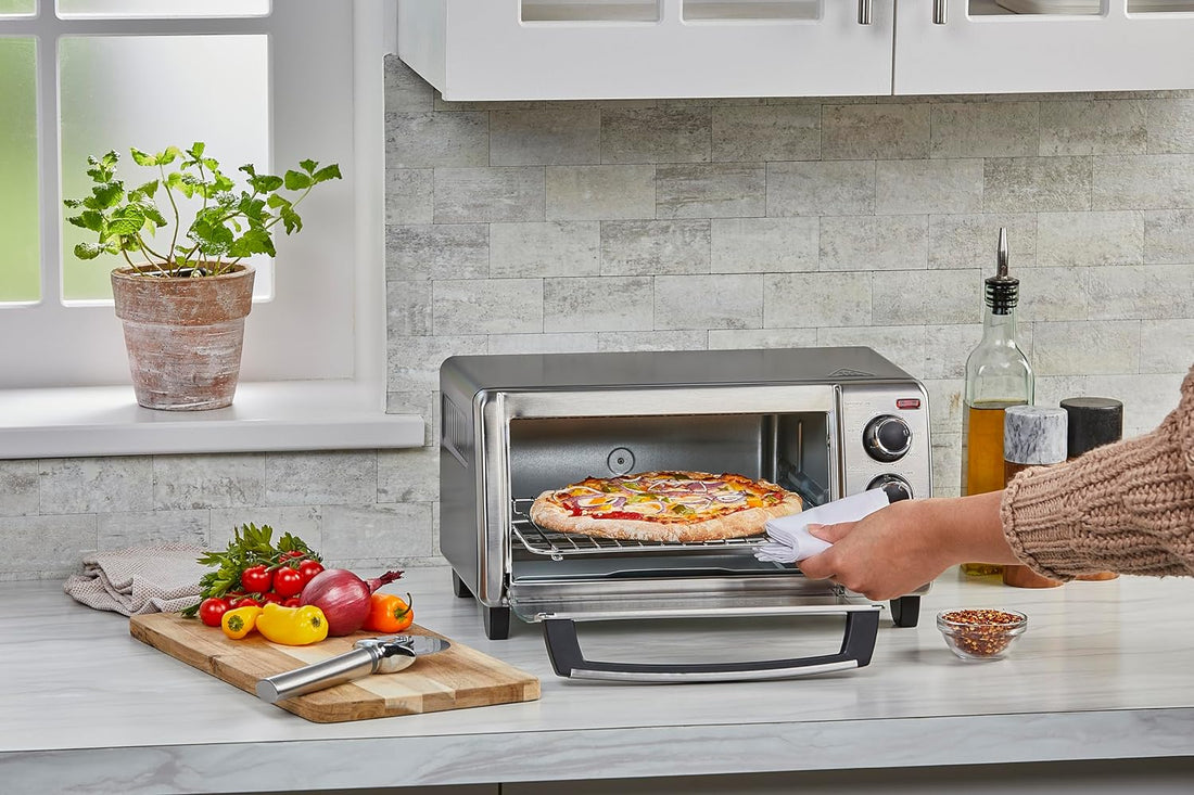 4-Slice Natural Convection  Toaster Oven, Stainless Steel, Bake, Broil, Toast, Keep Warm Cooking Functions