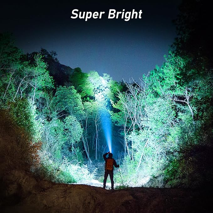 Headlamp Rechargeable, 2000L Super Bright LED Head Lamp Headlight with Red Warning Lights and 6 Modes, Motion Sensor Control, IPX5 Waterproof, Lightweight Flashlight for Running, Hiking etc.Fast and free shipping