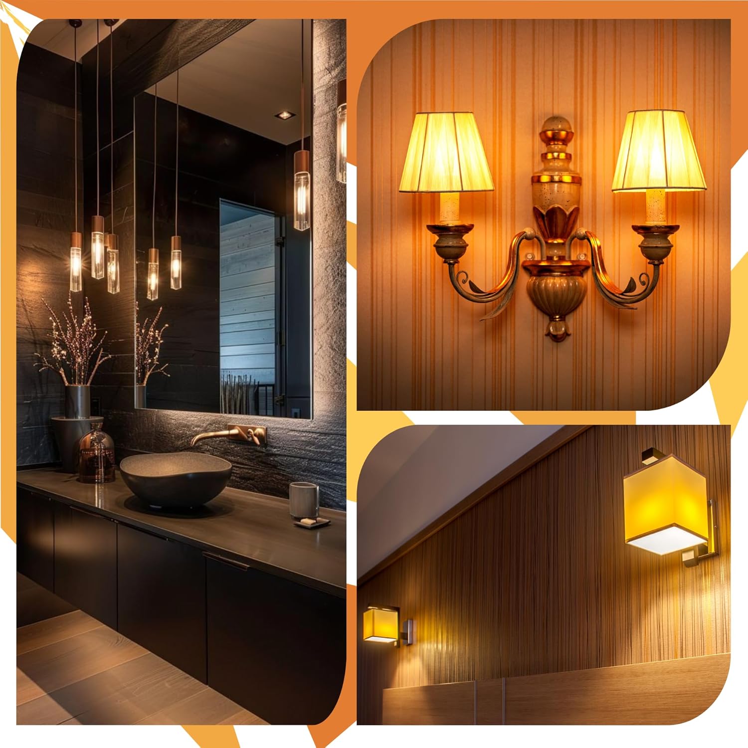 LED 60W Equivalent Clear Filament 2700K/3000k (warm white) T10 Edison Base E26 450LM CRI90 Dimmable LED Light Bulb (6-Pack)