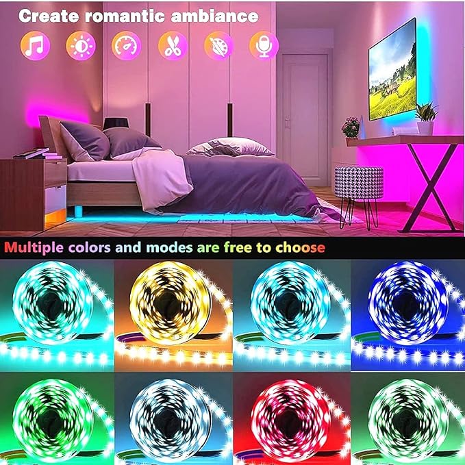 Led Lights for Bedroom 100ft(2 Rolls of 50ft) Smart Music Sync Color Changing LED Strip Lights with App and Remote Control RGB LED Strip, LED Lights for Room Home Party Decoration.Free shipping,fast delivery.
