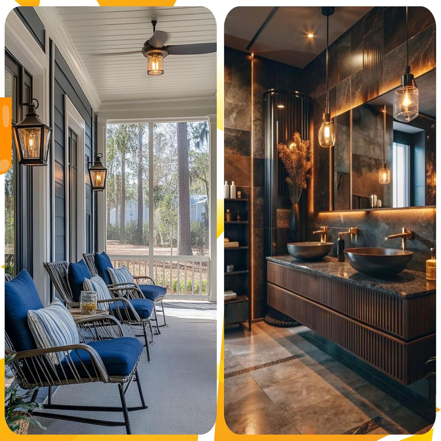 LED 60W Equivalent Clear Filament 2700K/3000k (warm white) T10 Edison Base E26 450LM CRI90 Dimmable LED Light Bulb (6-Pack)