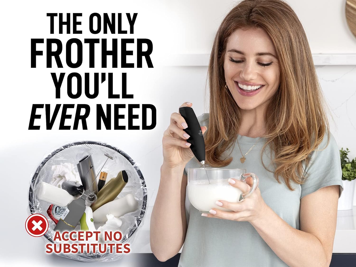 Zulay Powerful Milk Frother Handheld Foam Maker for Lattes - Whisk Drink Mixer for Coffee, Mini Foamer for Cappuccino, Frappe, Matcha, Hot Chocolate by Milk Boss (Black).Free and fast shipment one week.