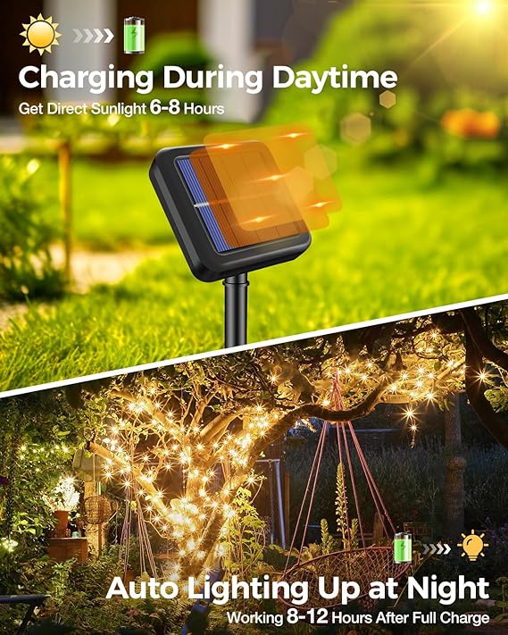 72Ft Solar String Lights Outdoor - 220 LED Solar Christmas Fairy Lights Outdoor, 8 Modes Solar Lights Outdoor Waterproof, Solar Tree Light for Party, Patio, Balcony, Garden Decor (Warm White), Free and fast delivery.