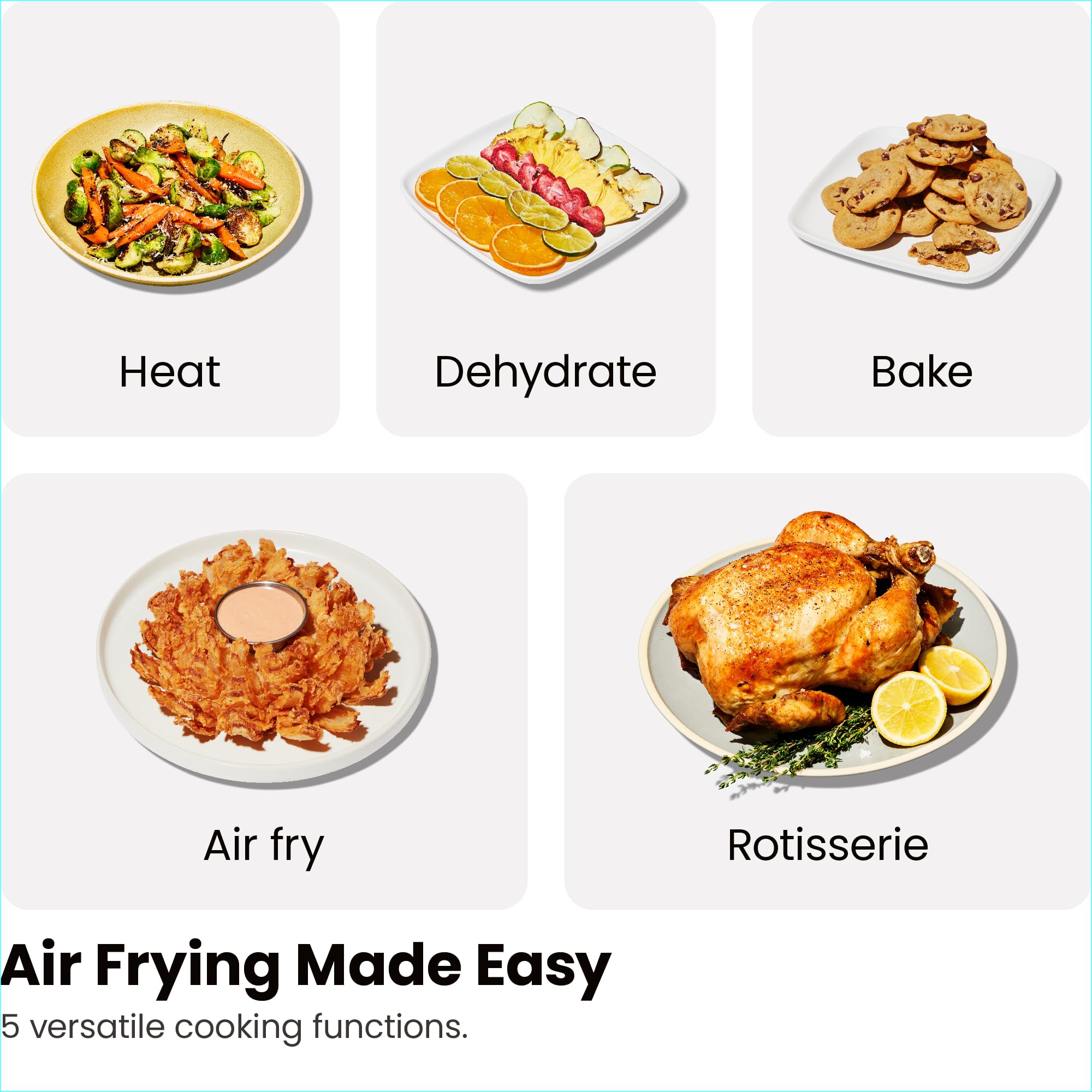 Cymak Air Fryer Oven - 12-Quart 6-in-1 Rotisserie Oven and Dehydrator, 12 Presets with Digital Timer and Touchscreen, Family Size XL Airfryer Countertop Convection Oven, Dishwasher-Safe Parts, Black