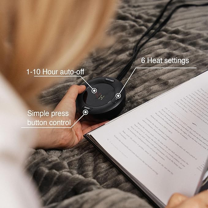 Heated Blanket King Size 100"x90", ETL Certification- 6 Heating Levels Electric Blanket&1-10 Hour Auto Off,Heating Blanket with Dual Controller(Grey).Fast and free shipment.