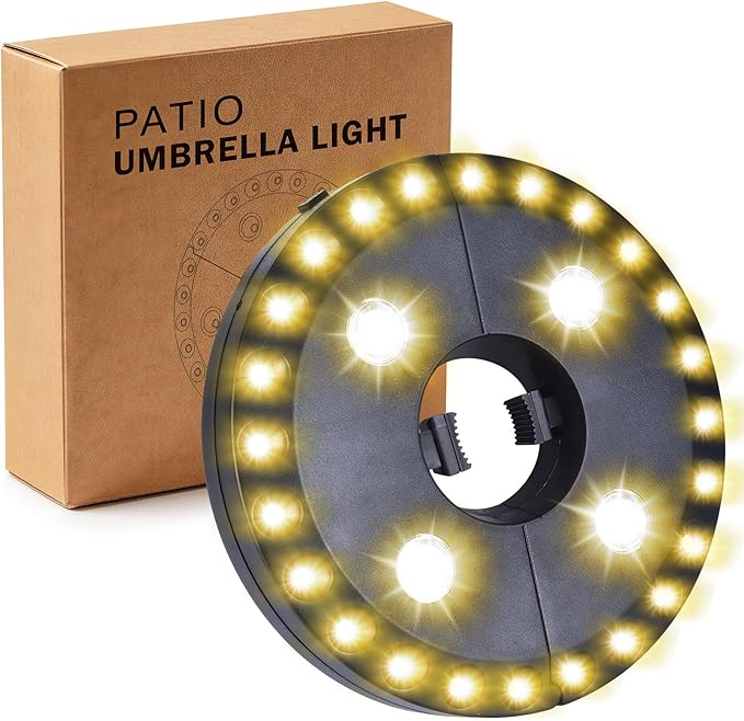 Patio Umbrella Light 3 Brightness Modes Cordless 28 LED Lights-4 x AA Battery Operated,Umbrella Pole Light for Patio Umbrellas,Camping Tents or Outdoor Use,fast and free shipping
