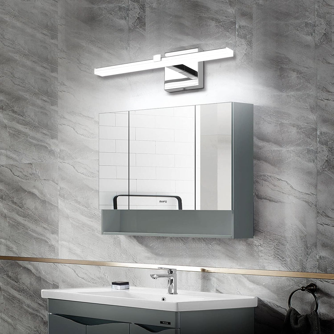Bathroom Light Fixture 18in Modern Chrome LED 14W Dimmable Vanity Lighting Fixtures Cool White Light 6000K,ETL Certified Driver, free,fast delivery to Canada