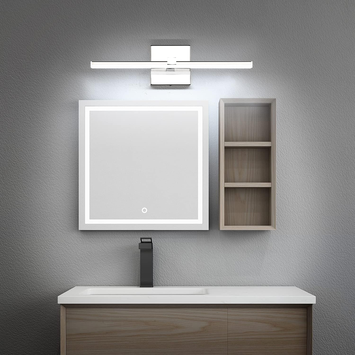 Bathroom Light Fixture 18in Modern Chrome LED 14W Dimmable Vanity Lighting Fixtures Cool White Light 6000K,ETL Certified Driver, free,fast delivery to Canada