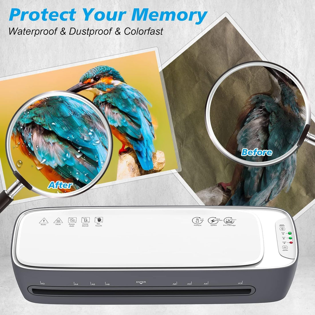 Laminator Machine and Sheets 13-Inch, Laminating Machine 11x17 Cold Thermal Laminator,white colour, 9 in 1 Lamination Machine 60s Warm-Up No Jam, for Home/School/Office use, Fast and free shipping.