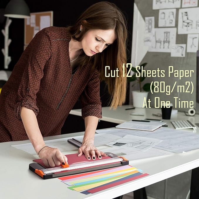 A4 Paper Cutter 12 Inch Titanium Paper Trimmer Scrapbooking Tool with Automatic Security Safeguard and Side Ruler for Craft Paper, Coupon, Label and Cardstock (Black),fast and free shipping.