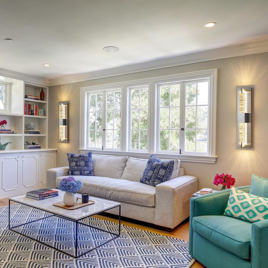 LED Wall Sconce Light: 19 Inch Modern Sconces Wall Lighting 3000K Dimmable Crystal Wall Lamps Indoor Bathroom Sconce Wall Mount Light Fixtures for Living Room/Bedroom/Hallway,Fast and free shipping.