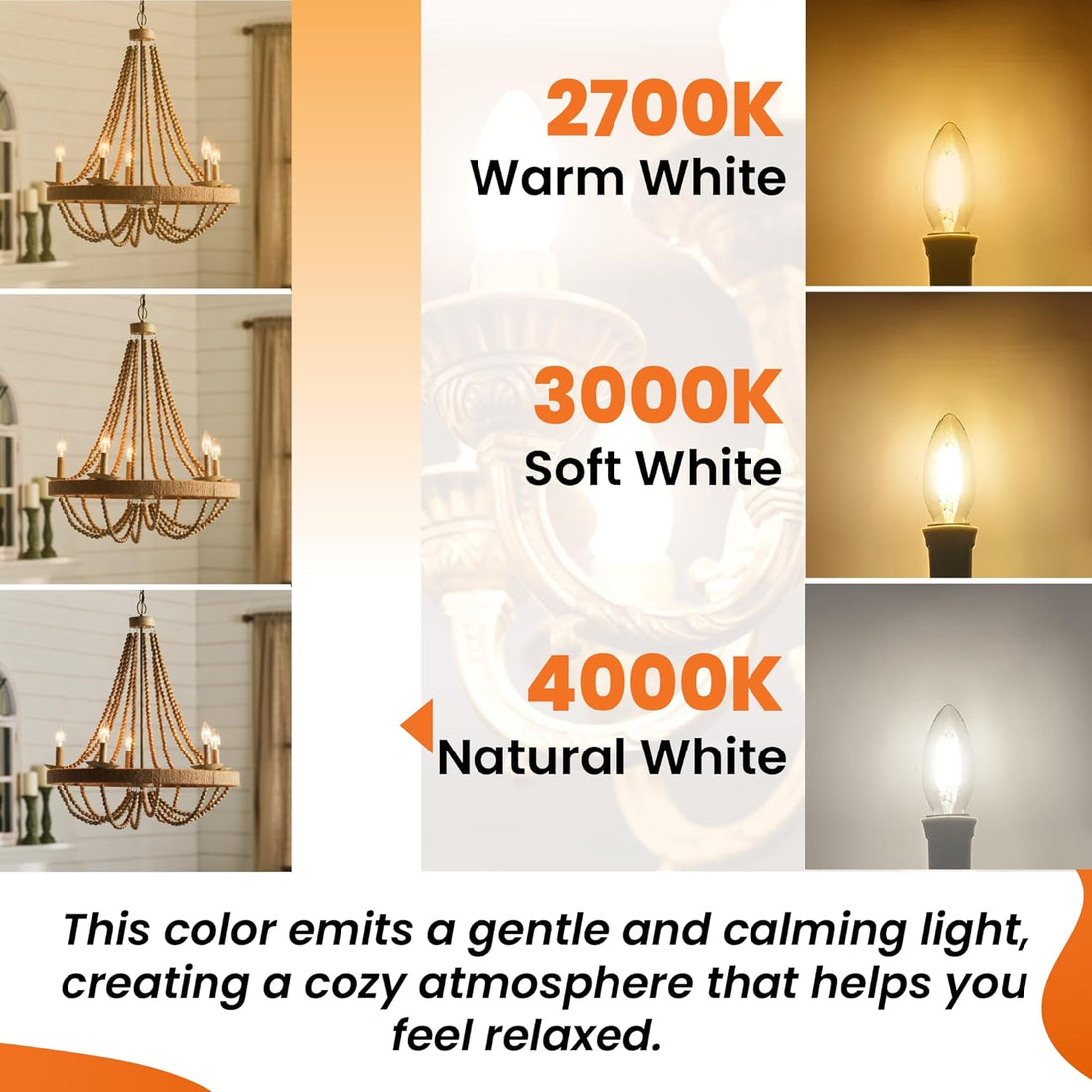 Strak E12 Candelabra LED Light Bulb Dimmable 4000K Natural White, 6W (60W Equivalent) 600 Lumens, B10 Shape LED Candle Light Bulb e12 Base for Chandelier, Vanity Light, Ceiling Fan Light (6-Pack)