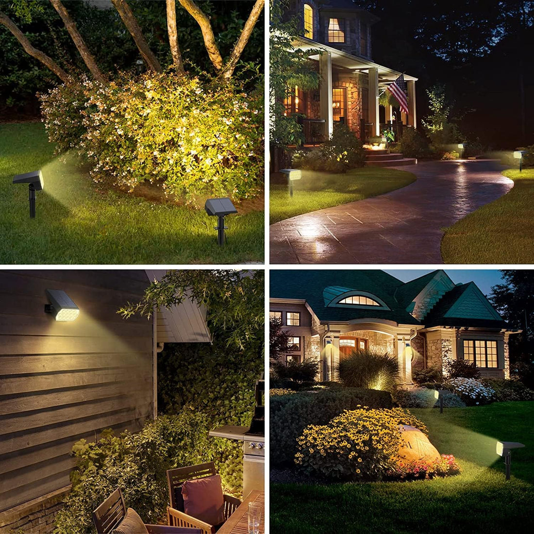 Solar Spot Lights Outdoor 6 Pack, Upgrade Led Outdoor Light Solar & Type C Powered, UL Safety Certified Solar Spot Lights,,fast and free shipping.
