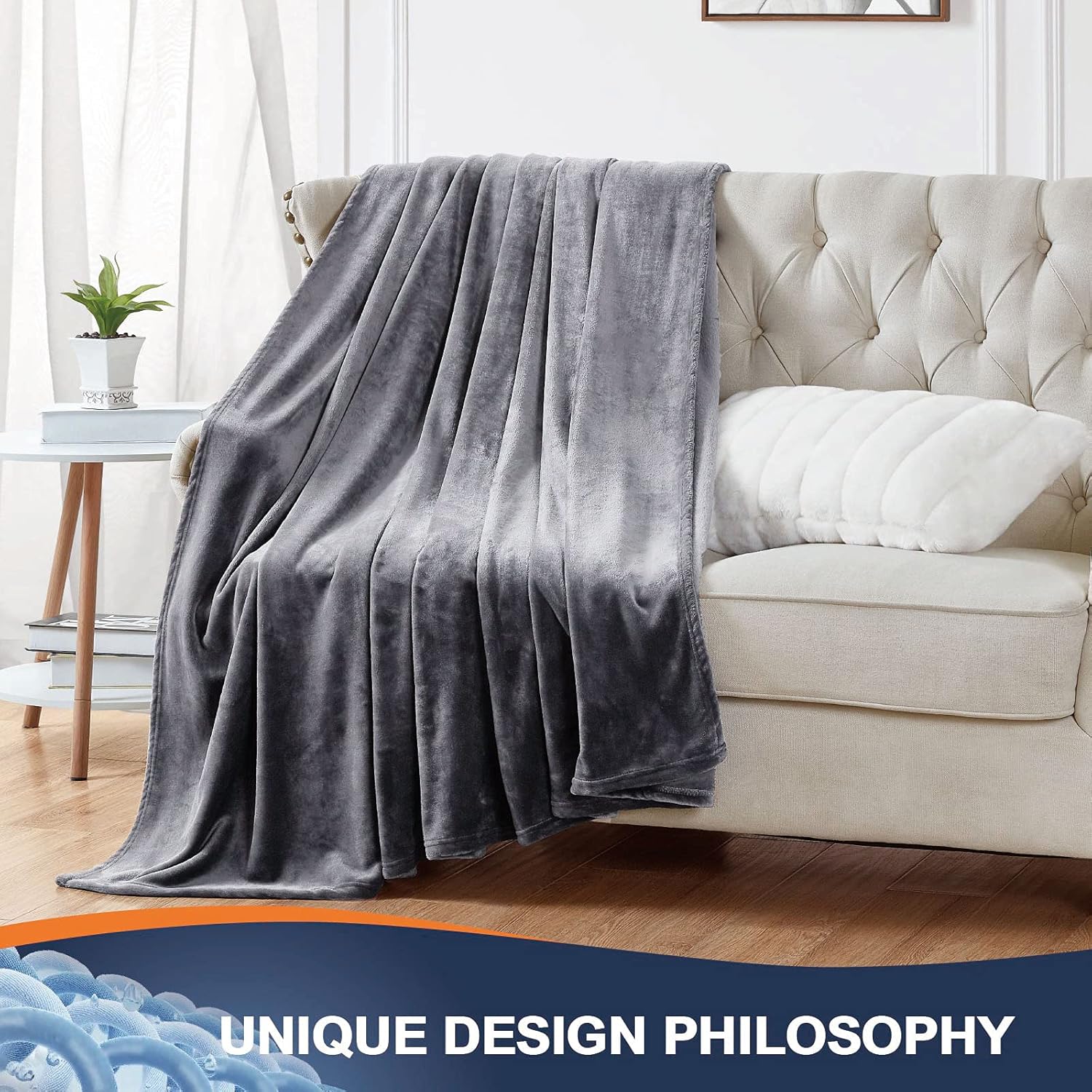 Fleece Blanket Plush Throw Fuzzy Lightweight (Twin Size 60x80 Dark Grey) Super Soft Microfiber Flannel Blankets for Couch, Bed, Sofa Ultra Luxurious Warm and Cozy for All Seasons,fast and free shipping.