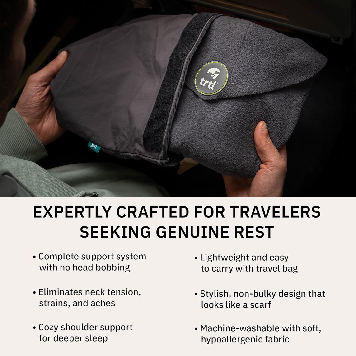 Travel and Airplane Pillow - Real Sleeping Experience on Long Flights - Neck and Shoulder Support - Super-Soft, Lightweight, Easy-to-Carry, and Machine-Washable Flight Pillow - Black,fast and free shipping.