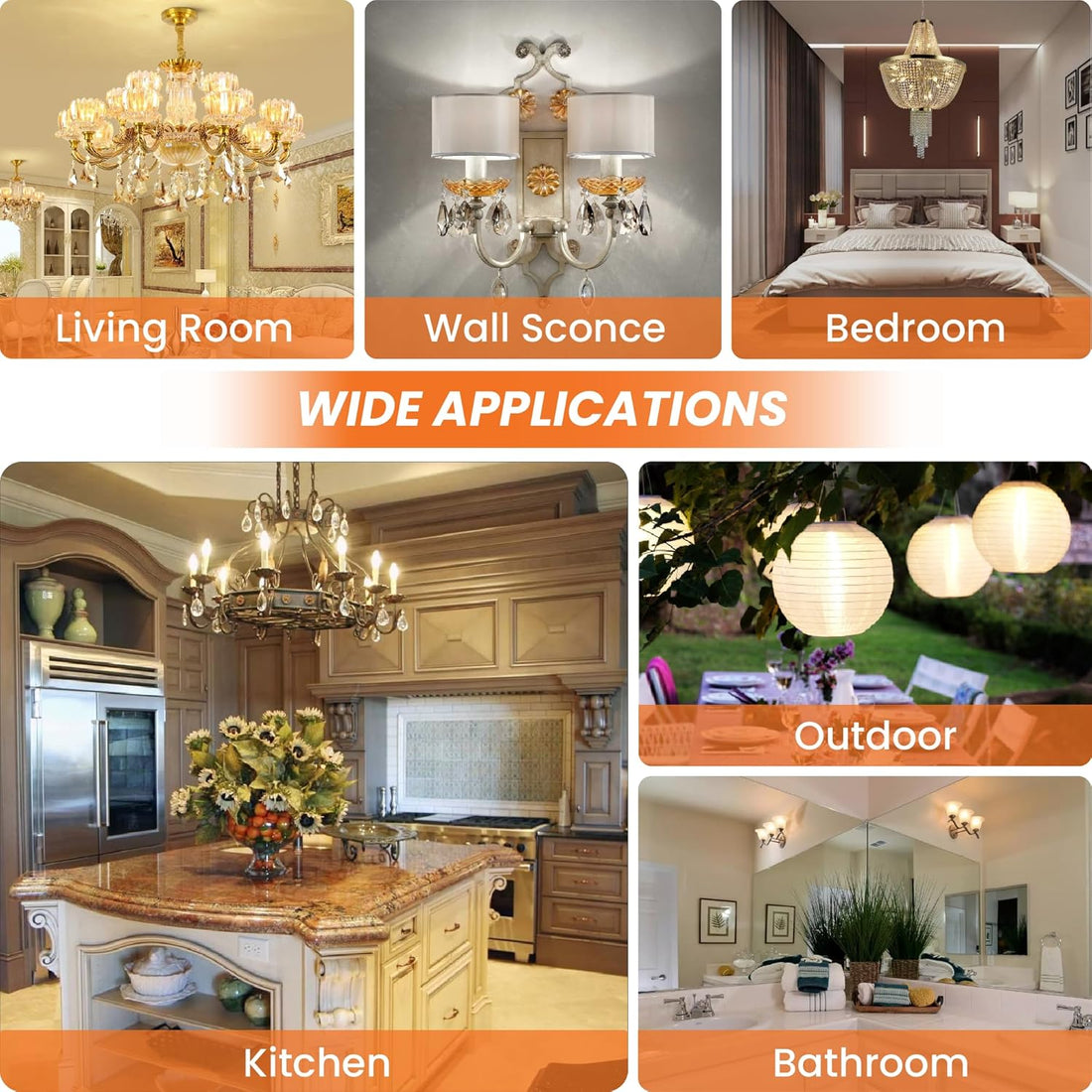 STRAK Candelabra, E12 Base, 6w-60watt Equivalent Clear Filament 6000k, CRI 90+, ES Dimmable, Led Light Bulb (4-Pack)