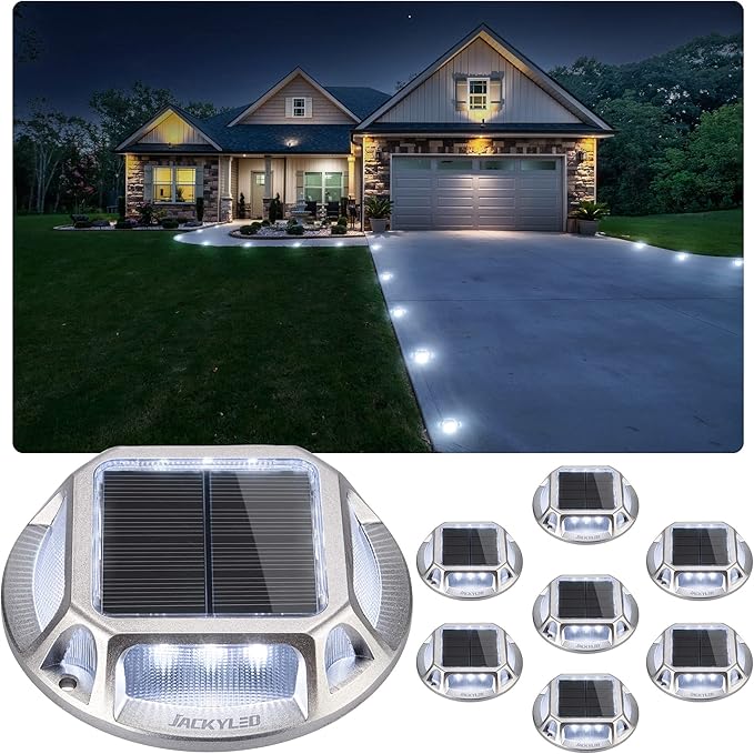 Solar Dock Lights Marine, Solar Driveway Lights Waterproof LED Solar Step Lights for Road Markers Sidewalk Backyard Garden Stairs (8Pack, Cool White),free and fast delivery.