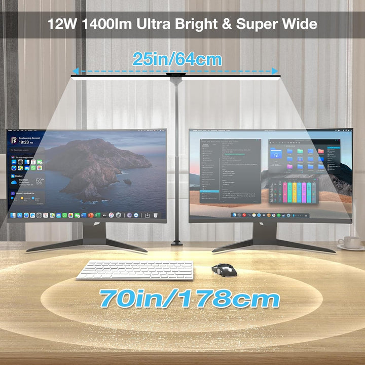 Desk Lamp for Office Home-Double Head Led Desk Light, Touch Control Dimmable 5 Brightness Levels 5 Color Modes, Eye-Caring Architect Desktop Lamp for Reading/Workbench/Study [12W,Black]Fast and free delivery.