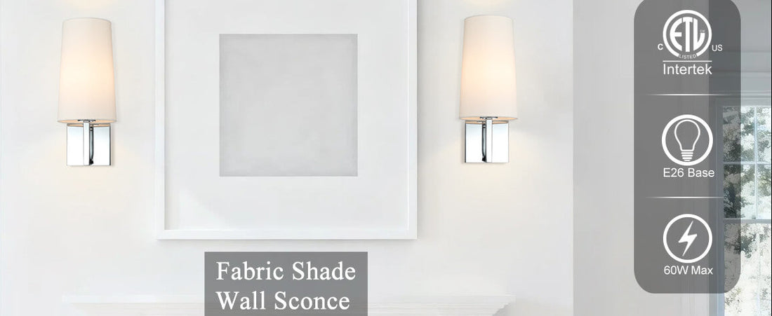 Chrome Wall Sconce, Modern Linen Fabric Shade Wall Lamp Single Bathroom Sconce Light Fixture for Bedroom Hallway Living Room, ETL LISTED .fast and free shipping.