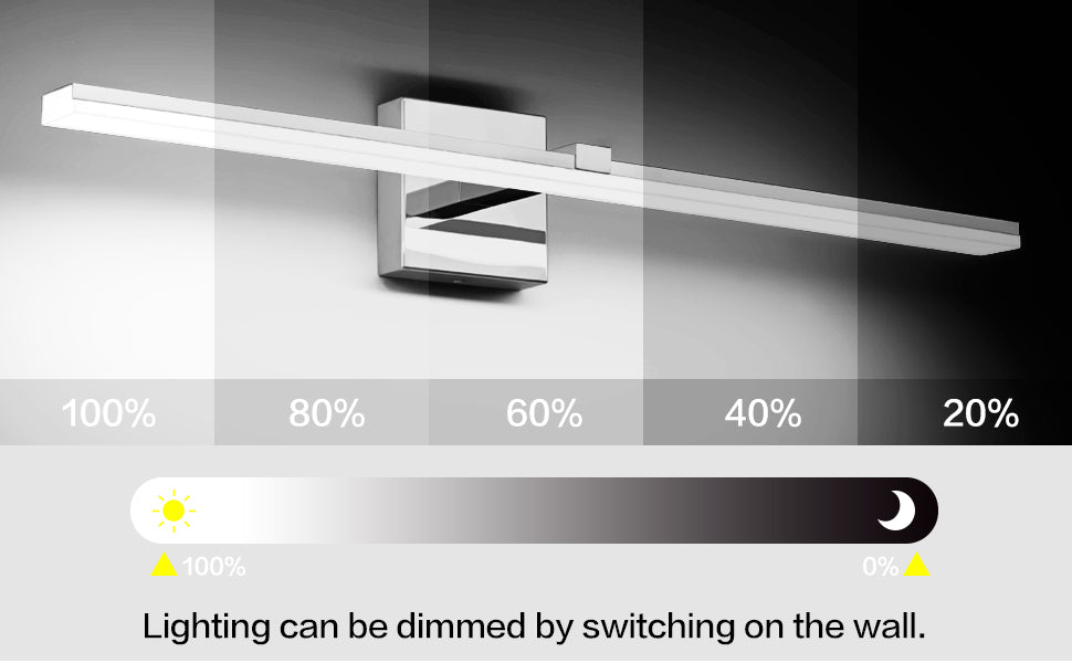 Bathroom Light Fixture 18in Modern Chrome LED 14W Dimmable Vanity Lighting Fixtures Cool White Light 6000K,ETL Certified Driver, free,fast delivery to Canada