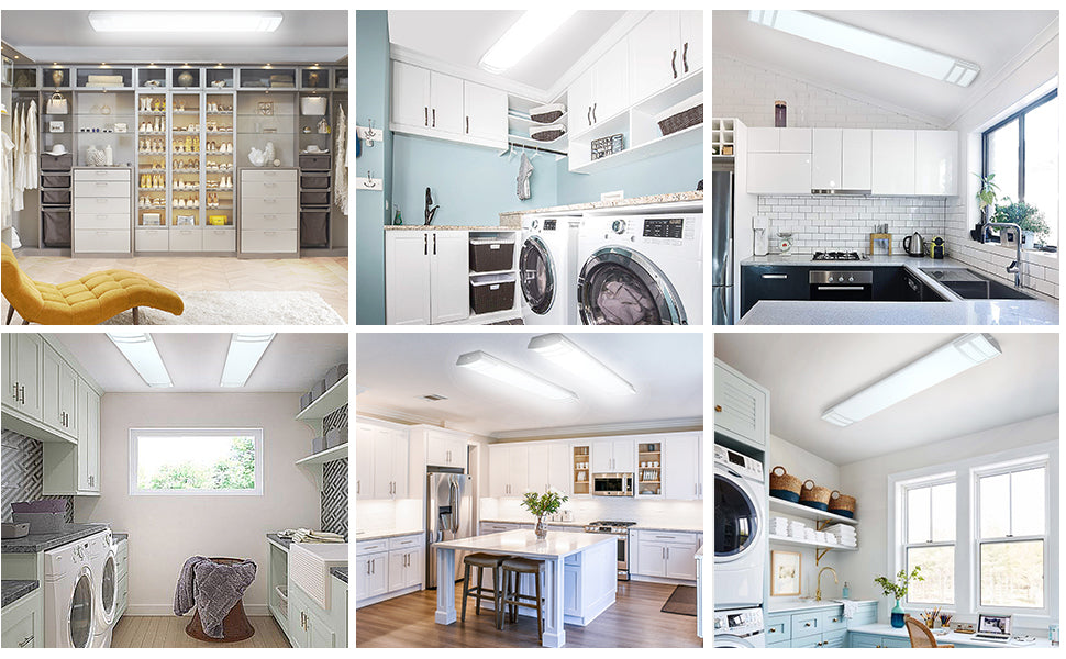 4FT LED Light Fixture, 40W, 4500LM, 4000K Neutral White, 48 Inch LED Linear Flush Mount Lights, 4 Foot Kitchen Ceiling Light for Craft Room, Laundry, Fluorescent Replacement.ETL Certified, free and fast shipping.